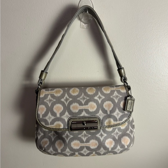 Coach Kristin Ikat Top Handle Pouch Purse in Grey Multi - Picture 1 of 8